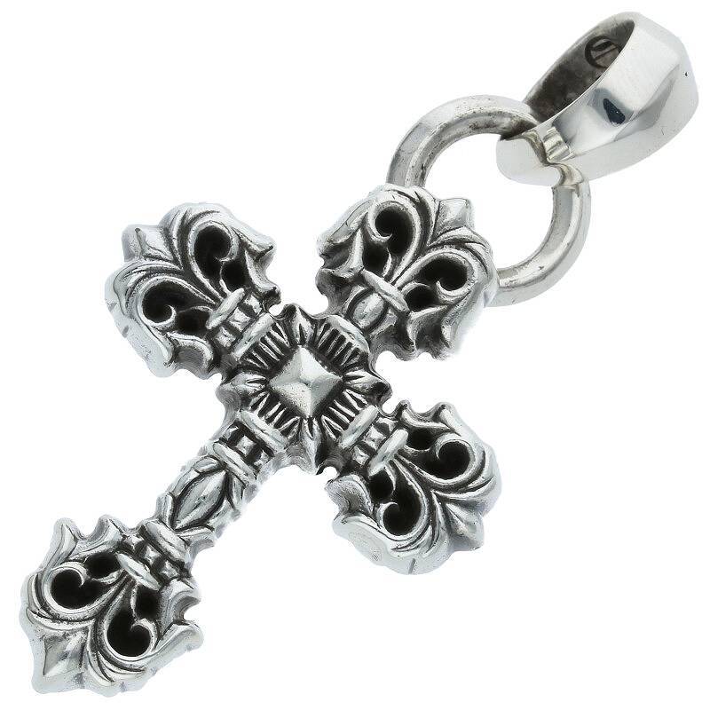 クロムハーツ Chrome Hearts FILIG/CROSS-XSM W/BALE/フィリグリークロスXSベイル wベイル/シルバーネックレストップ 中古 SJ02