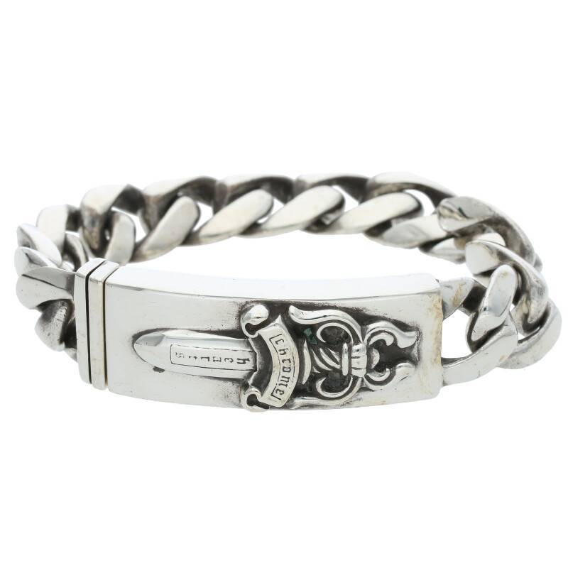 クロムハーツ Chrome Hearts ID DAGGER/ダガーIDクラシックリンク サイズ:12LINK シルバーブレスレット 中古 NO05