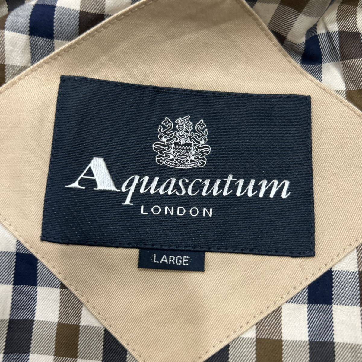 T @ 日本製 '裏地 ハウスチェック柄' Aquascutum アクアスキュータム COTTON ジップアップ ジャケット / ブルゾン size6F アウター 古着 _画像6