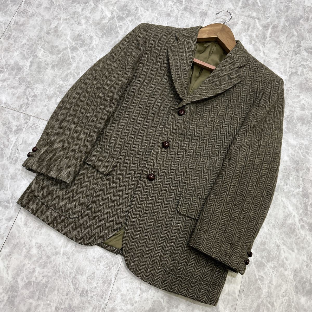 JJ @ 日本製 '洗礼されたデザイン' J.PRESS ジェイプレス 高品質 WOOL ツイード テーラードジャケット AB4 メンズ 紳士服 アウター 古着 _画像1