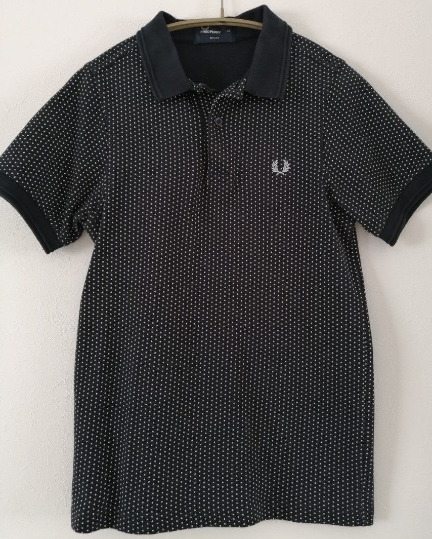 フレッドペリー FRED PERRY 半袖 ポロシャツ ドット柄 ネイビー メンズ XSサイズ