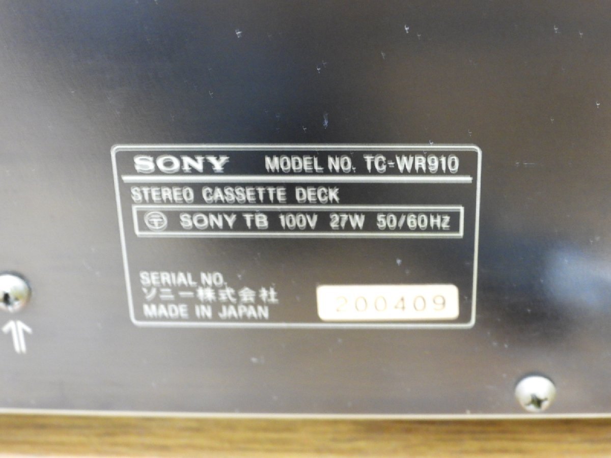[YS-2]SONY / Sony TC-WR910 stereo auto Rebirth double cassette deck TC-WR910 remote control attaching operation verification ending [ Tokyo departure personal delivery possibility ]