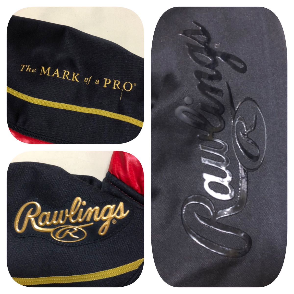 9613《Rawlings ローリングス》The MARK of a PRO ラバーロゴワッペン 野球 フルジップ ジャケット レッド×ブラック M_画像8