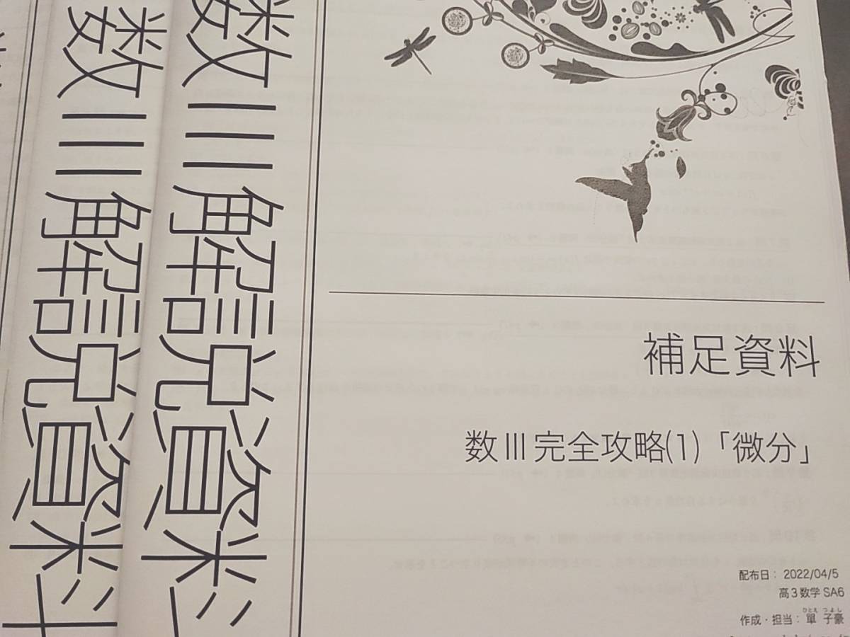 22年度最新版　鉄緑会　高３数学SA　数Ⅲ完全攻略集全セット　上位クラス　入試数学演習　森嶋先生　駿台　河合塾　東進　Z会　数学