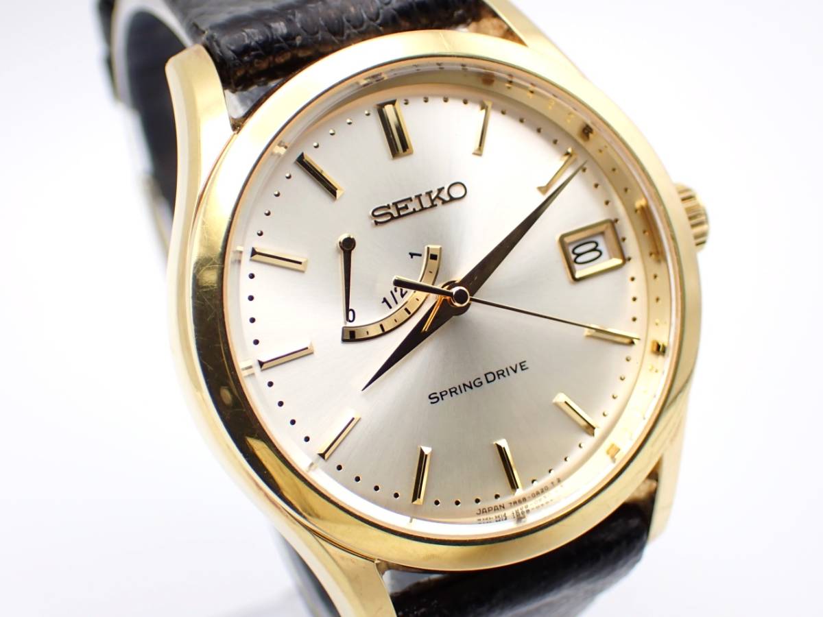 美品☆稼働品☆SEIKO セイコー AT メンズ腕時計 スプリングドライブ 036/300 7R68-0A20 K18YG 18金無垢 イエローゴールド/J1854530_画像2