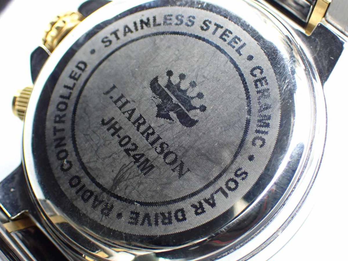 １円～☆J.HARRISON ジョンハリソン ソーラー メンズ腕時計 JH-024M 電波ソーラー 黒文字盤/N3139-800②_画像4