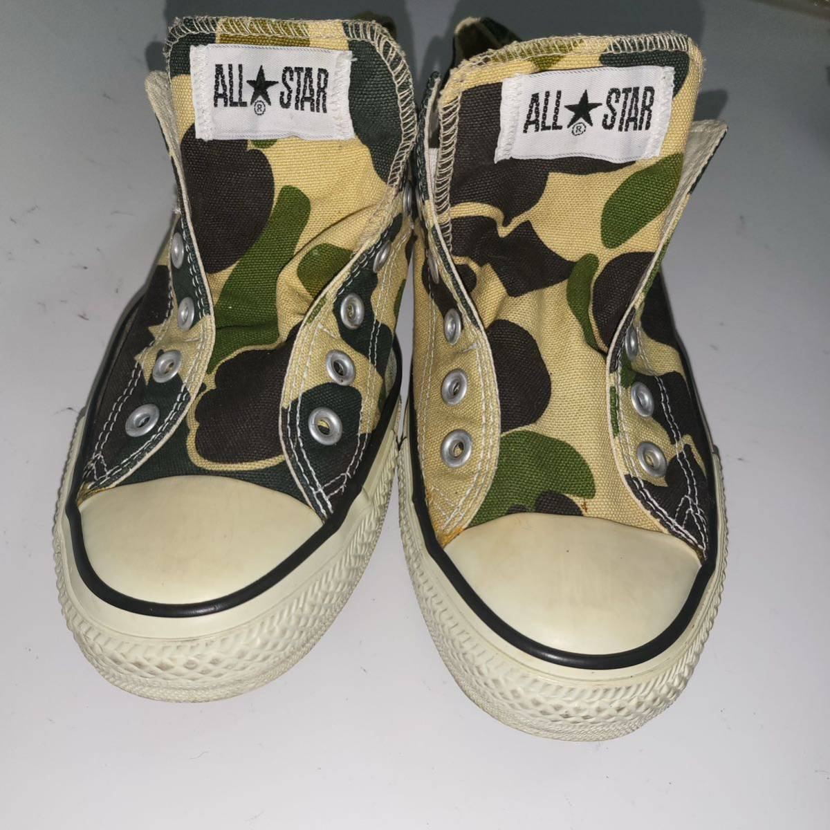 美品◇◇ CONVERSE ALL STAR コンバース オールスター カモフラ 迷彩柄 スリッポン Ⅲ スニーカー グリーン×ベージュ サイズ27cm_画像4