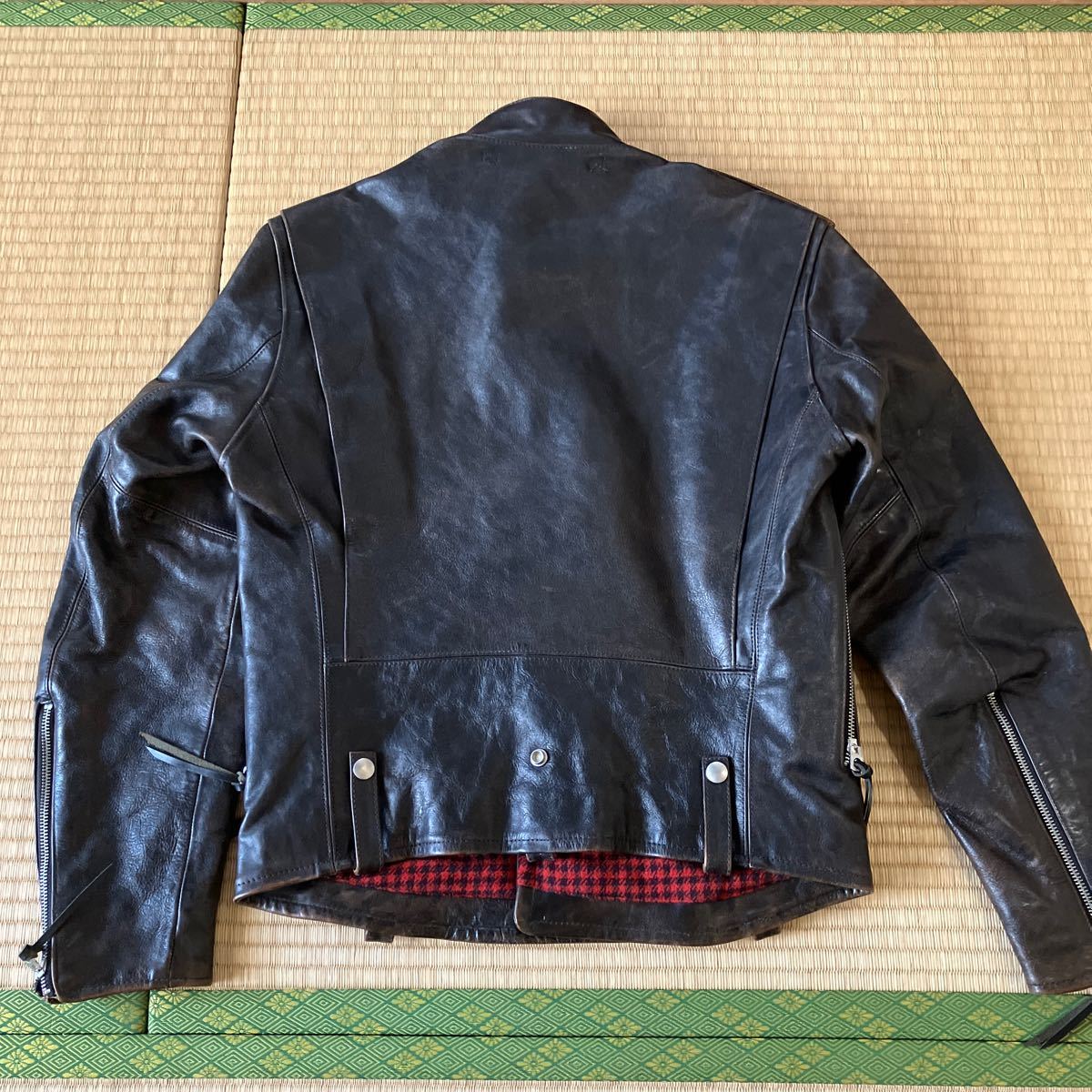 RRL Watts Calfskin Moto Jacket all hookless zipperカーフスキン ライダース ブラック 茶芯 Design leather togs × 40s buco j-31 _画像2