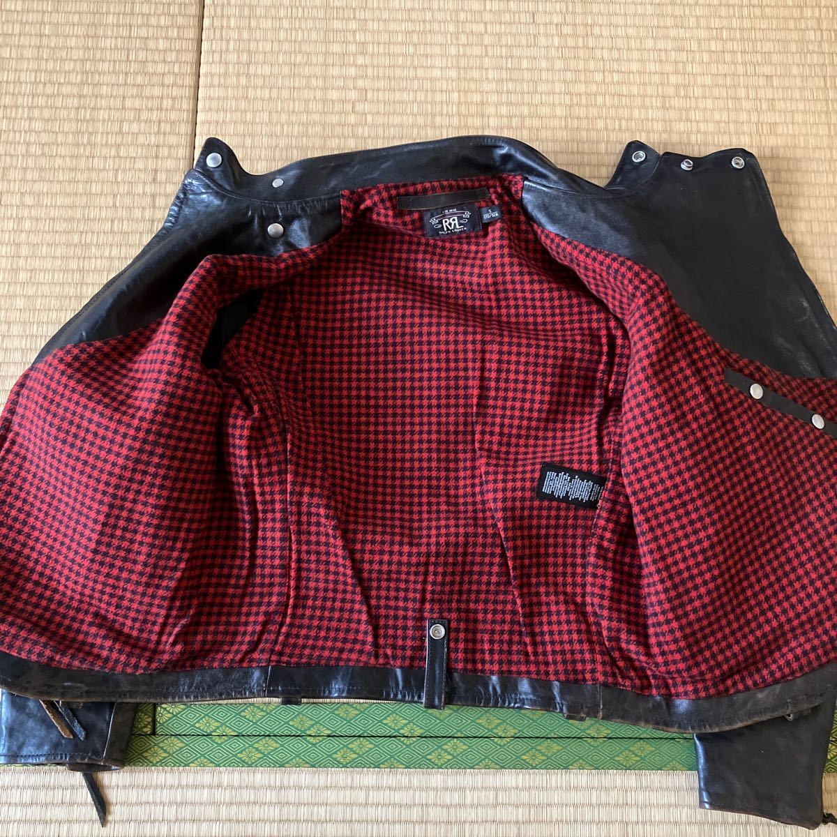 RRL Watts Calfskin Moto Jacket all hookless zipperカーフスキン ライダース ブラック 茶芯 Design leather togs × 40s buco j-31 _画像3