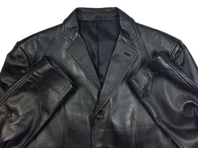 быстрое решение *COMME CA ISM* мужской L кожа tailored jacket Comme Ca Ism чёрный черный натуральная кожа костюм натуральная кожа деловой жакет кожаная куртка . широкий 