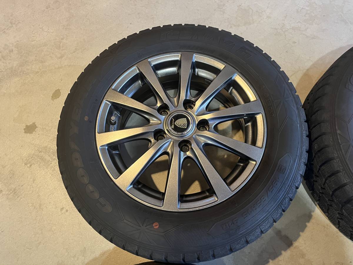 スタッドレスアルミセット GOODYEAR ICENAVI 6 195/65R15 残量大 2019年製 中古4本セット_画像2