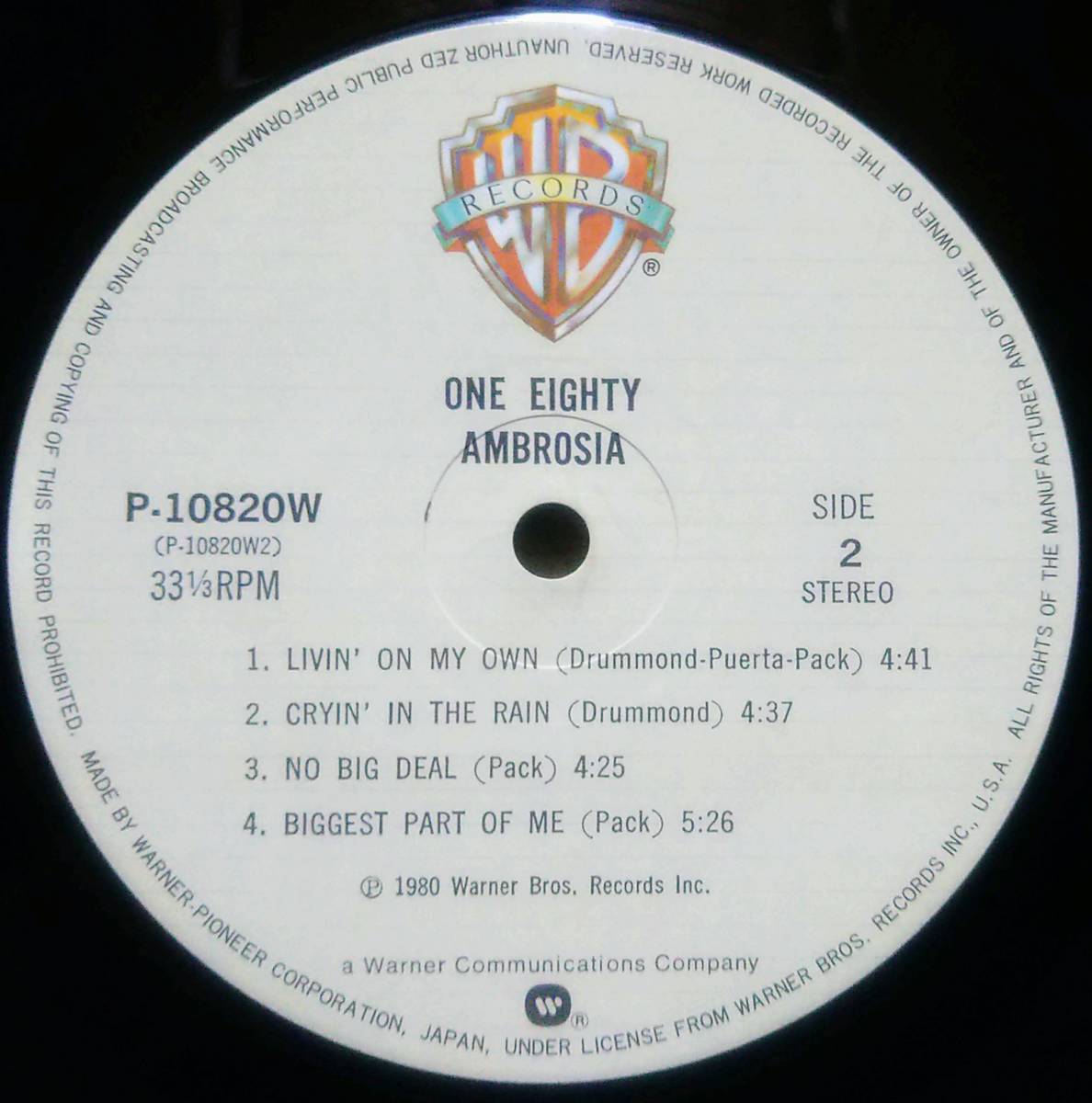 【LP AOR】Ambrosia「One Eighty」JPN盤_Side2