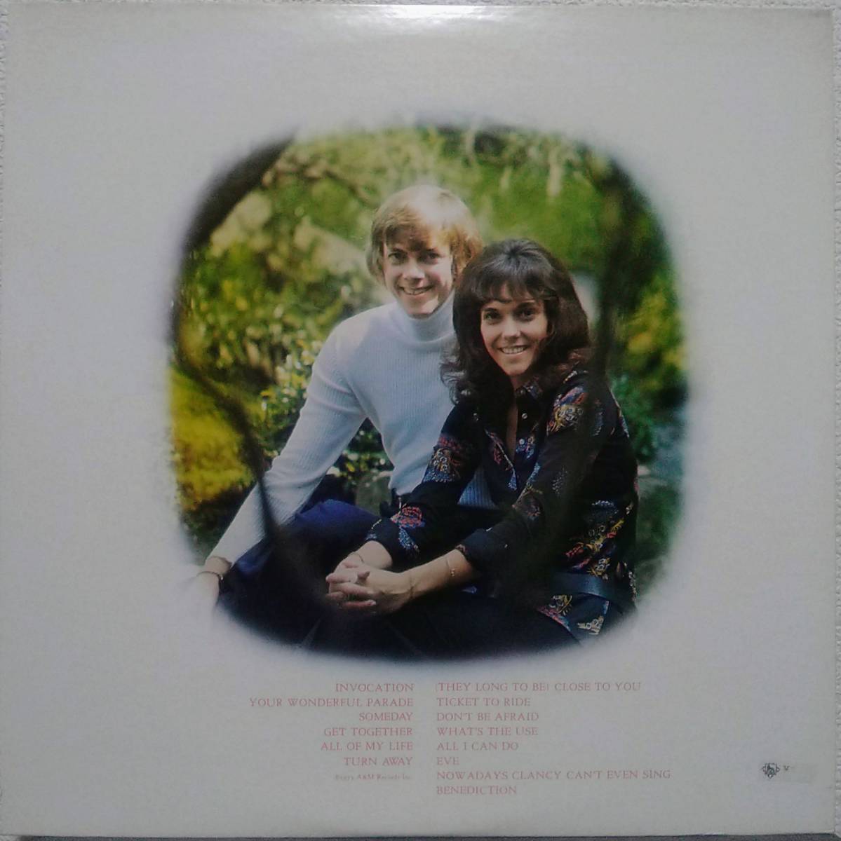 【LP 洋Pop】Carpenters（カーペンターズ）「Ticket To Ride」JPN盤 Close To You.他 収録！_裏ジャケット