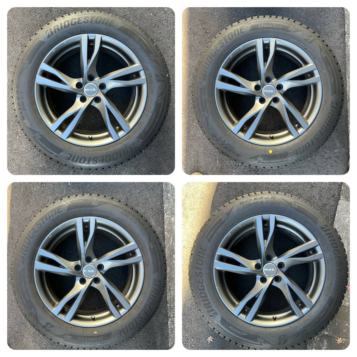 超美品：ボルボXC60用 ブリザック DM-V3 235/60R18 107Q（2022年製）/ MAKストックホルム　ホイール付スタッドレス4本セット_画像1