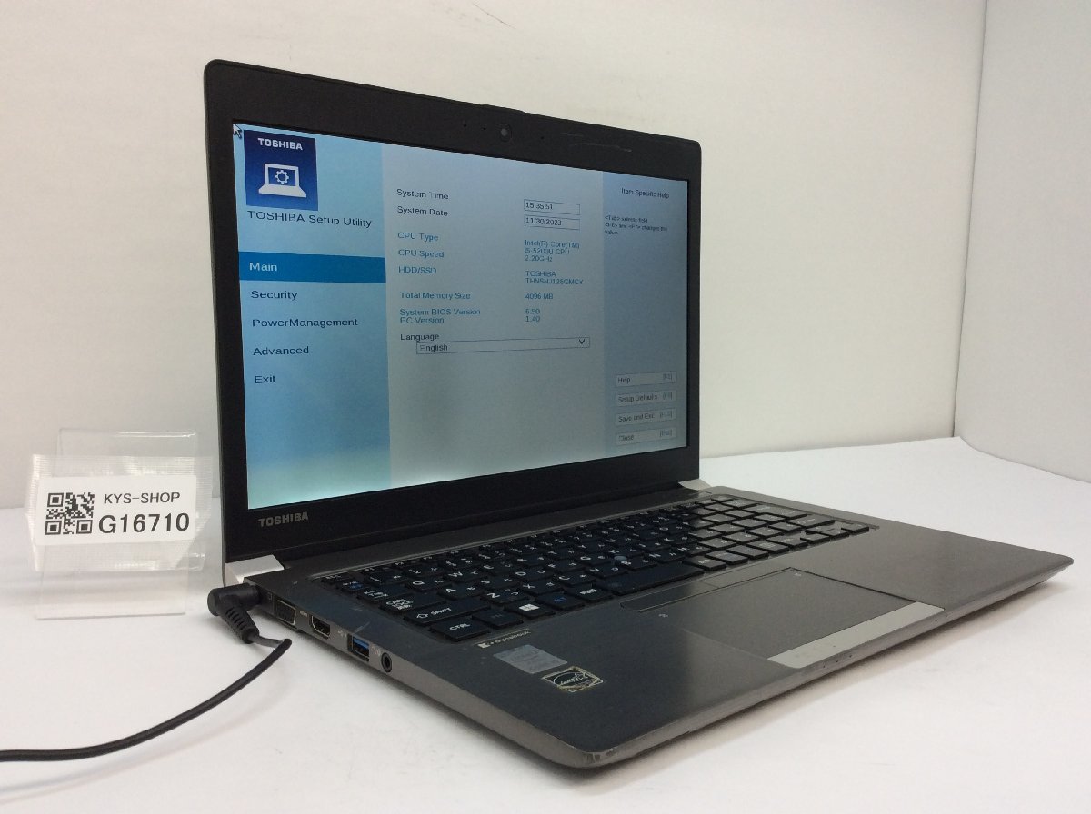 ジャンク/ TOSHIBA dynabook R63/P PR63PEAD647AD71 Intel Core i5-5200U メモリ4.1GB SSD128.03GB 【G16710】の画像1