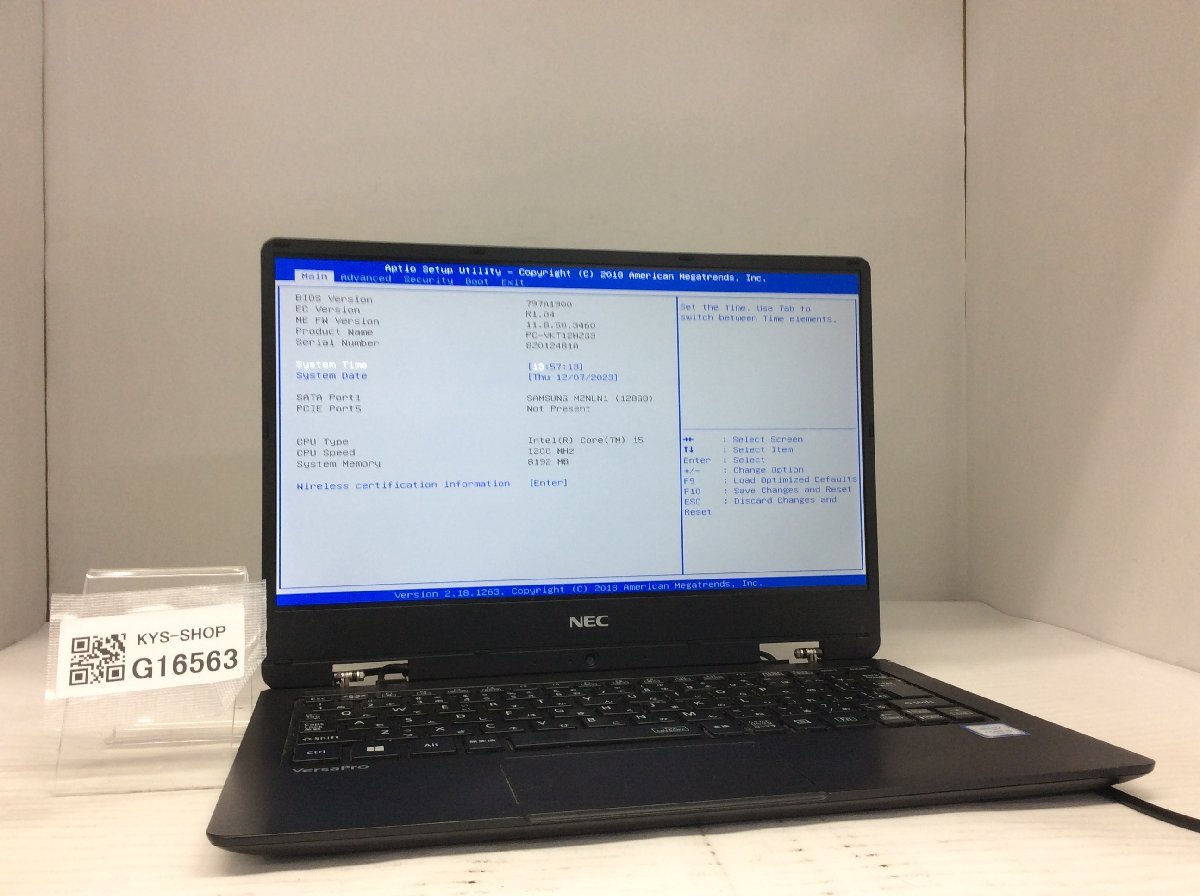 ジャンク/ NEC PC-VKT12HZG3 Intel Core i5-7Y54 メモリ8.19GB SSD128.03GB 【G16563】_画像1