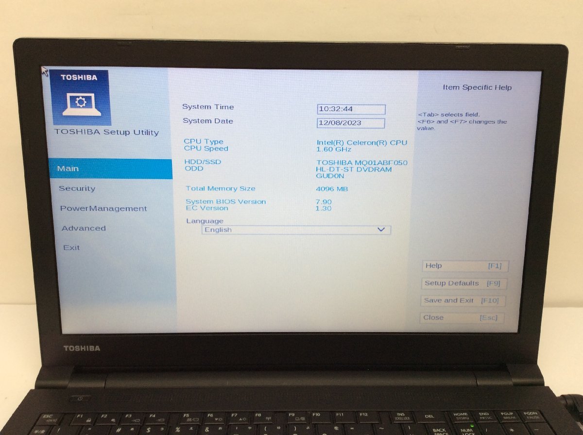 ジャンク/ TOSHIBA dynabook B45/B PB45BNAD4R5AD11 Intel Celeron 3855U メモリ4.1GB HDD500.1GB 【G17269】_画像5