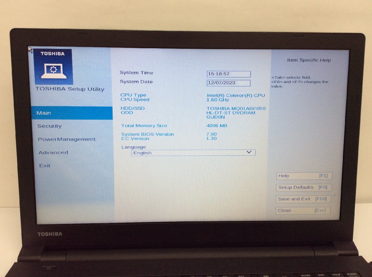 ジャンク/ TOSHIBA dynabook B45/B PB45BNAD4R5AD11 Intel Celeron 3855U メモリ4.1GB HDD500.1GB 【G17262】_画像5