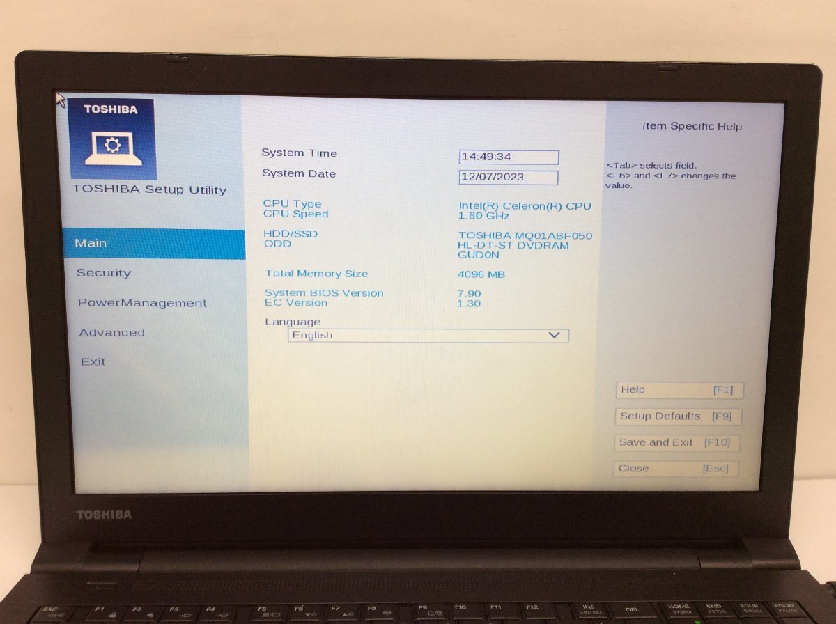 ジャンク/ TOSHIBA dynabook B45/B PB45BNAD4R5AD11 Intel Celeron 3855U メモリ4.1GB HDD500.1GB 【G17259】_画像5