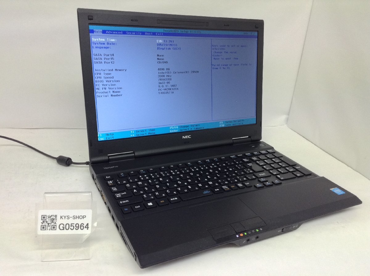 R ジャンク/ NEC PC-VK20EXZCK Intel Celeron 2950M メモリ4.1GB ストレージ無し 【G05964】の画像1