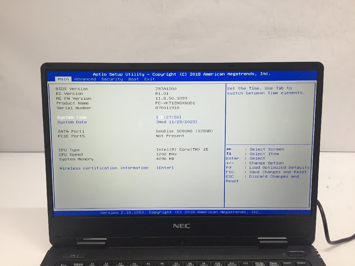 ジャンク/ NEC PC-VKT12HGX6UD1 Intel Core i5-7Y54 メモリ4.1GB SSD128.03GB 【G16592】_写真では分かりにくい液晶ムラがあります