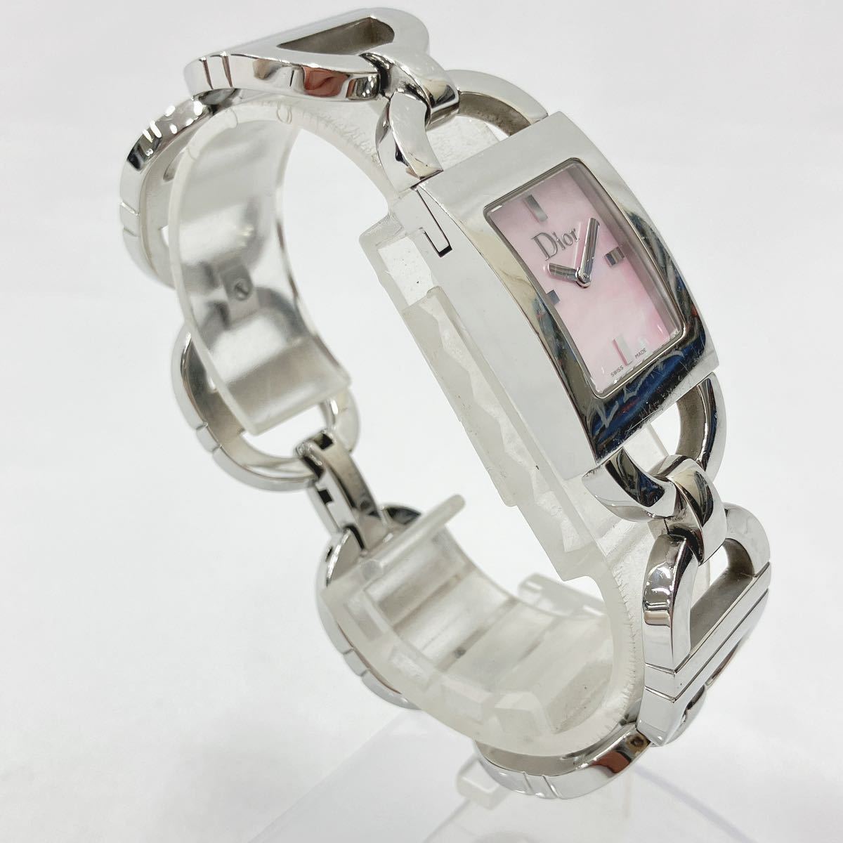稼働品　クリスチャンディオール Christian Dior マリス ピンクシェル文字盤 ブレスレット D78-109 クォーツ レディース腕時計　R阿1023 _画像3