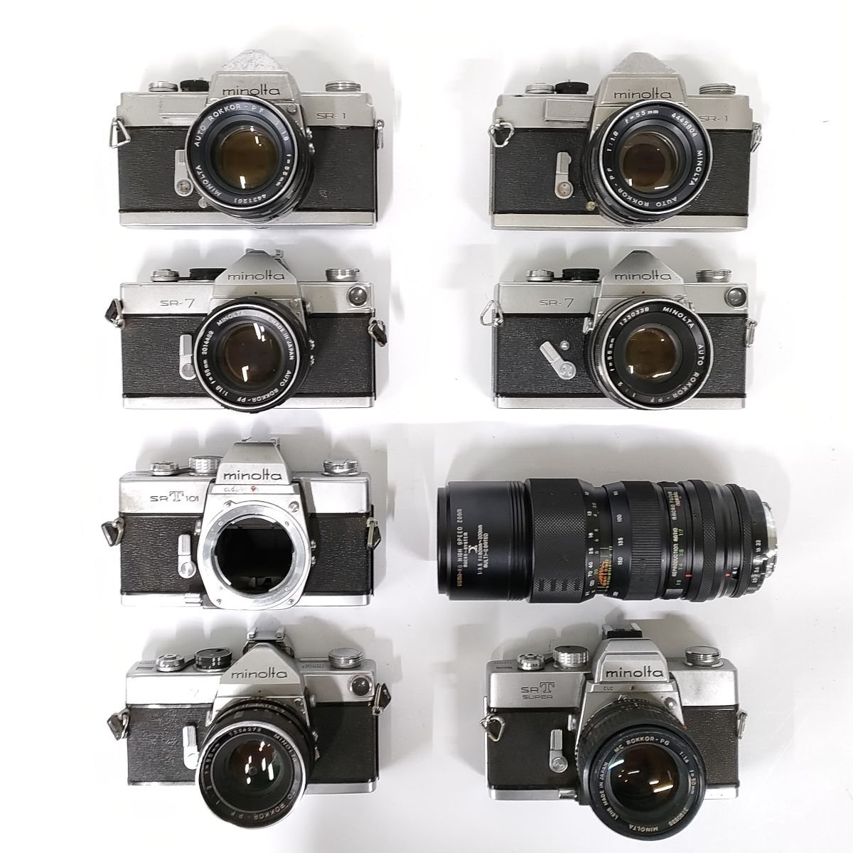 Minolta SRT Super , SRT101 , SR-7 , SR-1 + 1.8/55 , 1.4/50 他 MF一眼レフ 7点セット まとめ ●ジャンク品 [8182TMC]_画像1