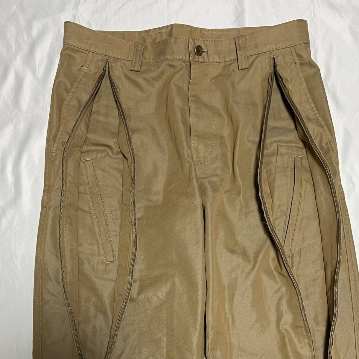 ISSEY MIYAKE MEN ジップパンツ ベージュ コットン ポリエステル ISSEY MIYAKE MEN ジップパンツ ベージュ コットン ポリエステル