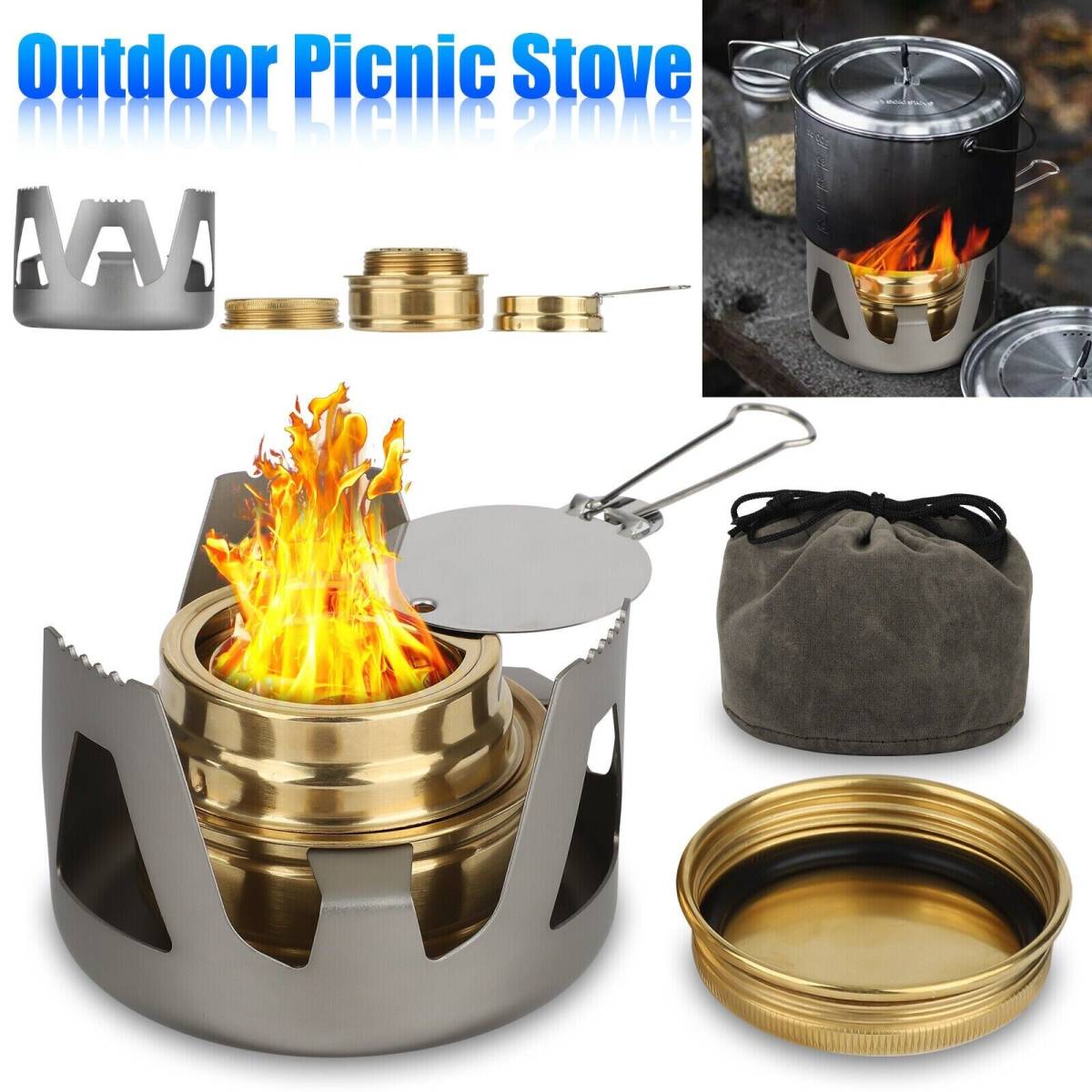 Camping Stove, Backpacking Stove, Foldable, Portable, Lightweight, Piezo  Ignition, Single Burner Adjustable, Premium Mini Powerful and Stable Camp