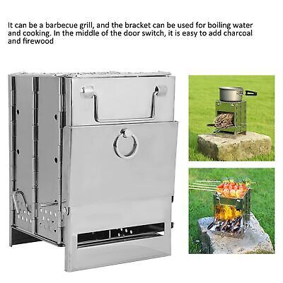 KORAMAN Portable Folding Wood Burning Camp Stove with Grill - Lightweight  Stainless Steel Outdoor Cooking Stove for Backpacking, BBQ, and Picnic - Dur