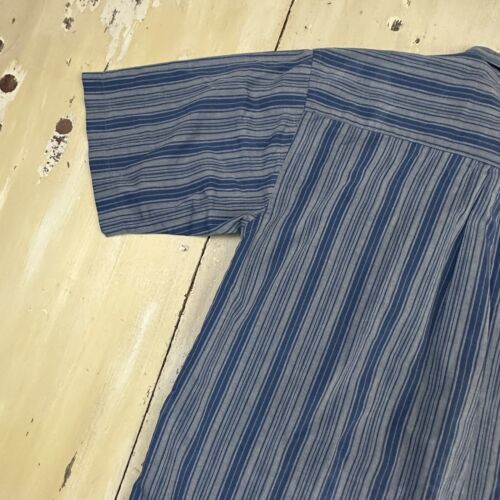 PURITAN - Vtg 90s Gray Blue Striped S/S Button-up Dad Skate Shirt, Mens MEDIUM 海外 即決_PURITAN - Vtg 90s 8
