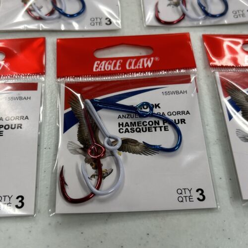 お買い得パック Red-White-Blue Hooks-Eagle Claw Fish Hook Hat Pin Money Clip-Set Of  5 15pc 海外 即決