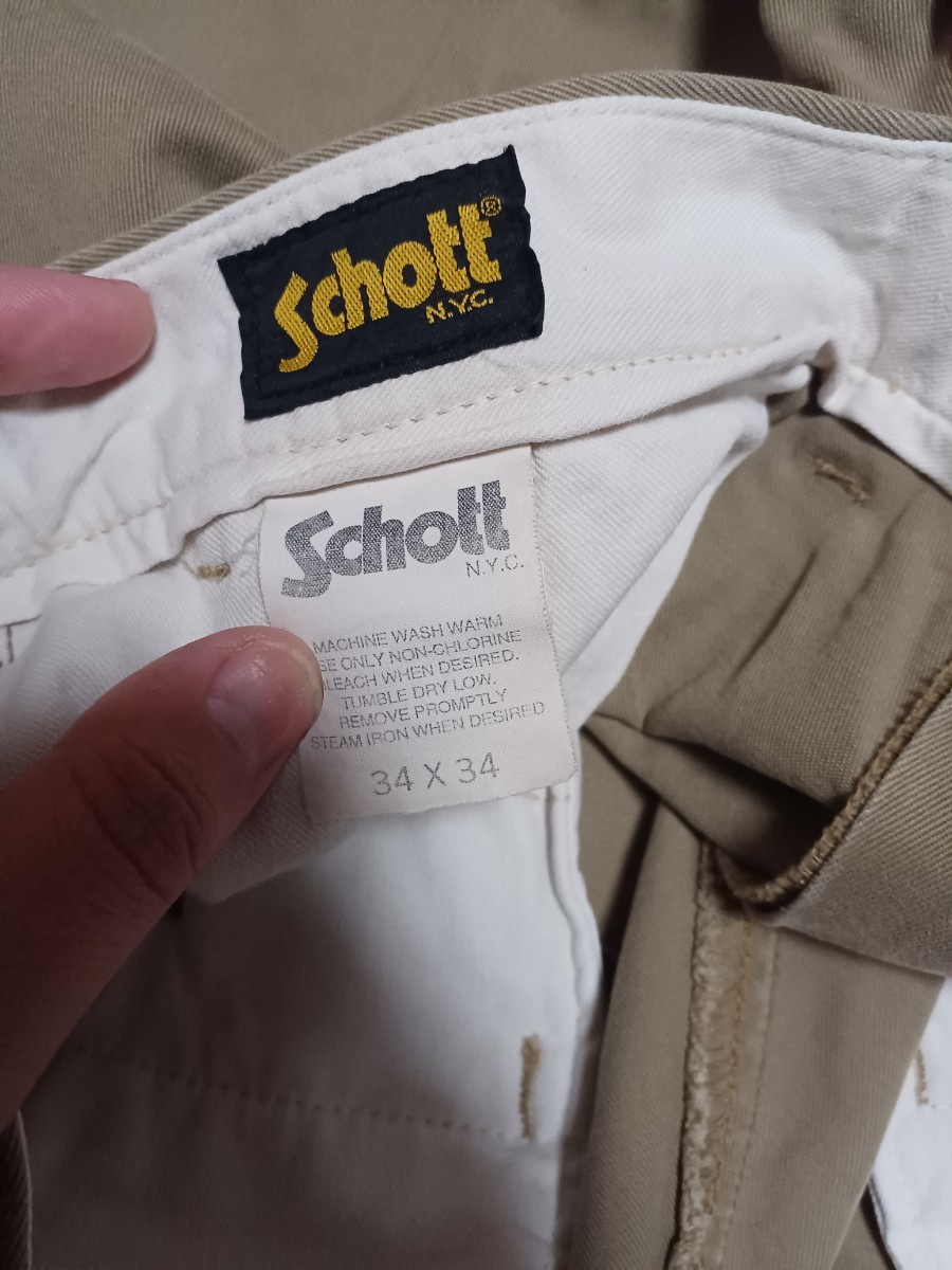 Schott ショット チノパン W34×L34 ベージュ_画像3