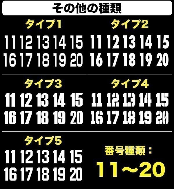 ★ヘルメット ナンバー タイプ2　11～20番 ステッカー 番号 数字 野球 ベースボール ソフトボール アイスホッケー スポーツ ゼッケン_画像5