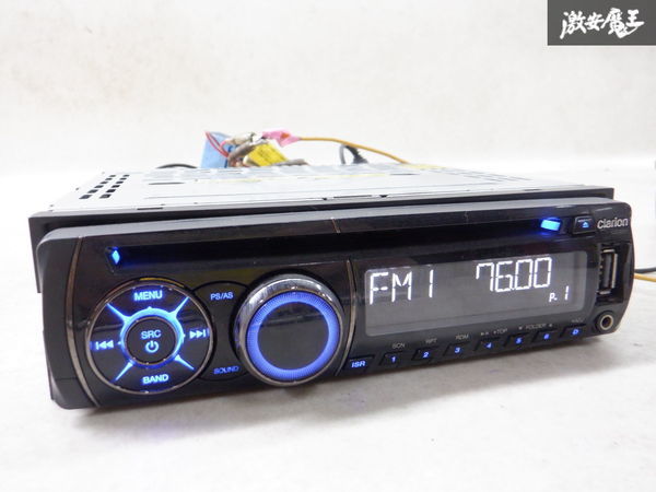 保証付 Clarion クラリオン 1DIN CDデッキ CDプレイヤー USB CZ201 動作OK 棚2J21_画像1