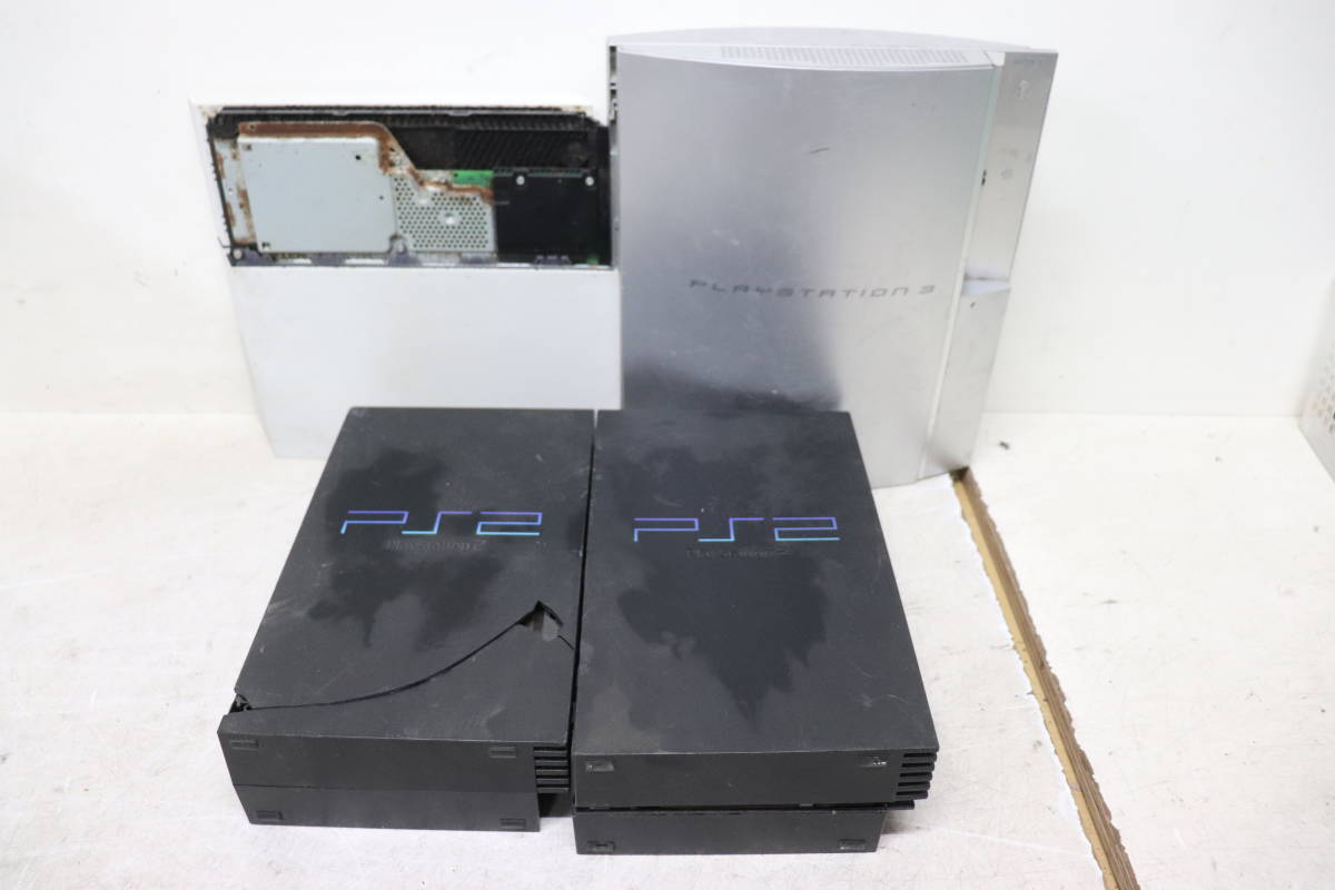 Y12/392 SONY PS4 CUH-1200A/PS3 CECHH00/PS2 SCPH-30000/35000 本体 4点 セット ジャンク(破損かなり激しいです)_画像1