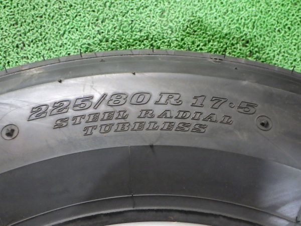 【未使用に近い】2021年製 ダンロップ SP110 225/80R17.5×スチールホイール 6H PCD222.25 オフセット127 ハブ径164 2本セット 手渡し可_画像8