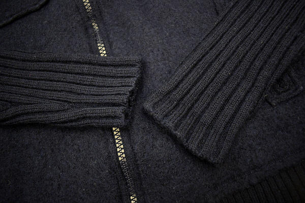 A-4512★送料無料★美品★ARMANI JEANS アルマーニ ジーンズ★正規(guī)品 ネイビー 圧縮ウール ニット フルジップ ジャケット セーター Slim XS