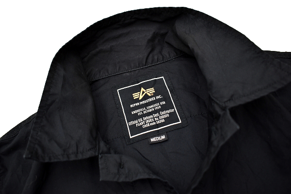 A-4560★美品★ALPHA INDUSTRIES アルファ TA1120-101★ブラック黒 M-65タイプ フィールド ミリタリー ジャケット ハーフコート Mの画像4