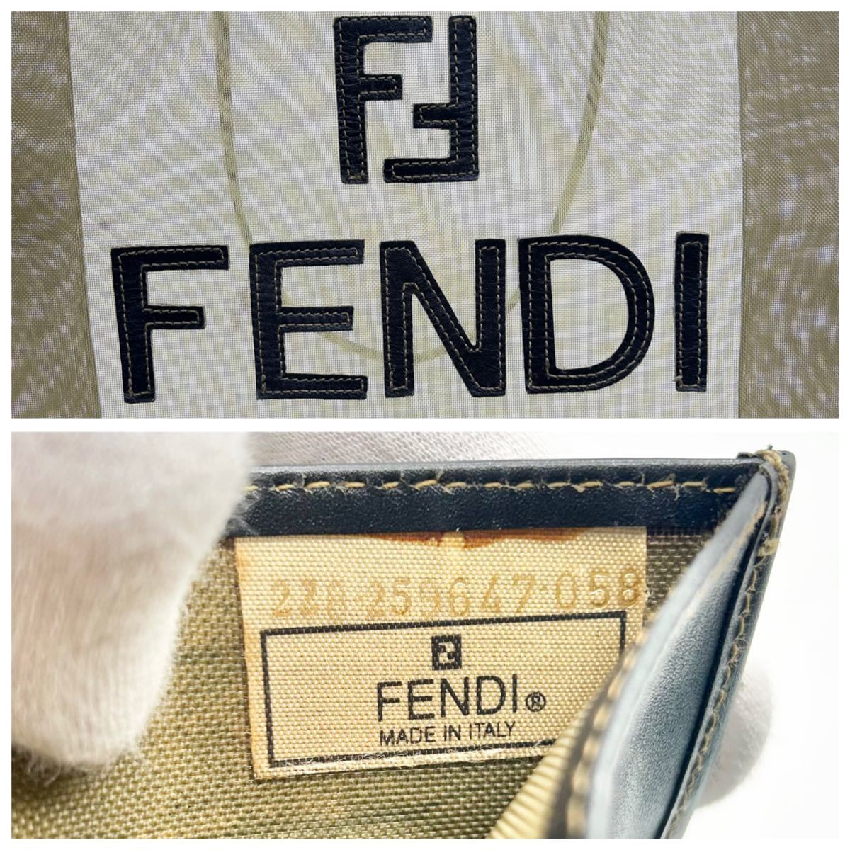 1円●高級●FENDI フェンディ メッシュ トートバッグ ハンドバッグ 鞄 かはん 本革 レザー A4可 肩掛け可 レディース 黒 ブラック_画像10