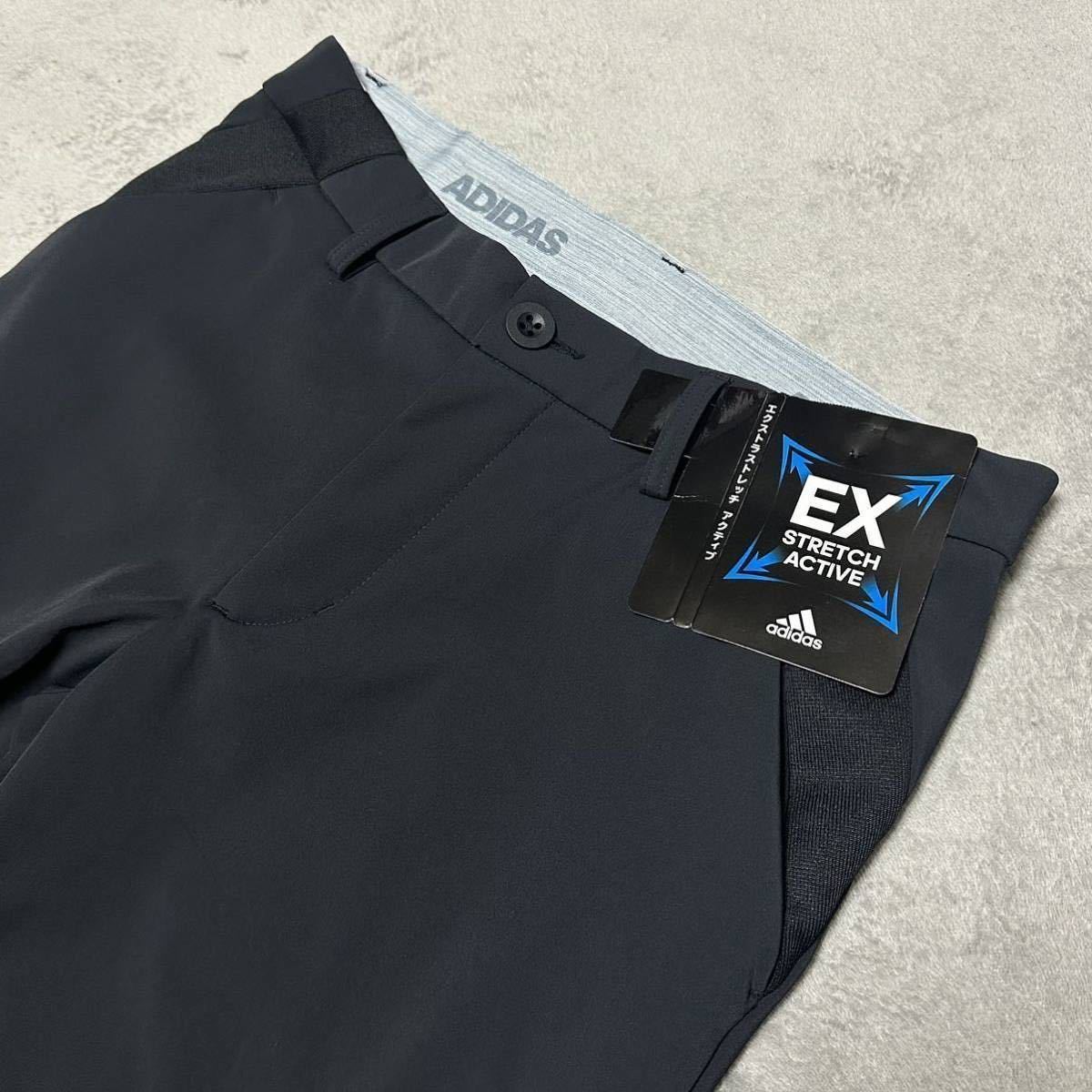 76cm 新品 adidas GOLF 裏フリース EX STRETCH ACTIVE ボンディング ゴルフパンツ 高保温 撥水 防風 ストレッチ 裏起毛 スラックス 黒 秋冬_画像4