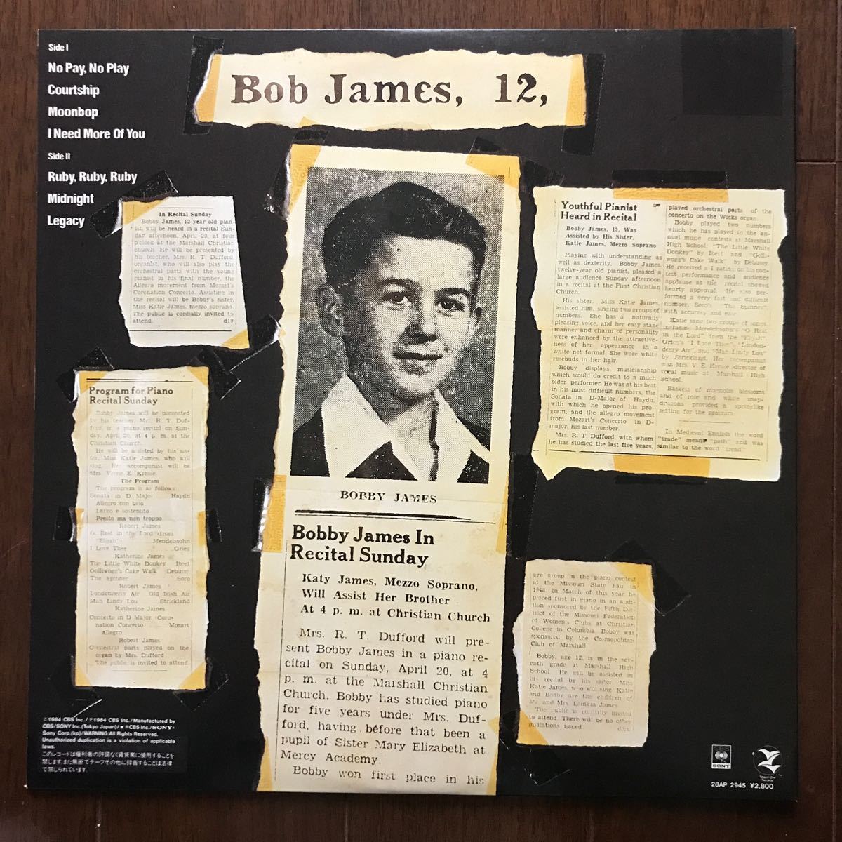 LP BOB JAMES/12 TWELVE 日本盤帯付 ボブ・ジェームスの画像4