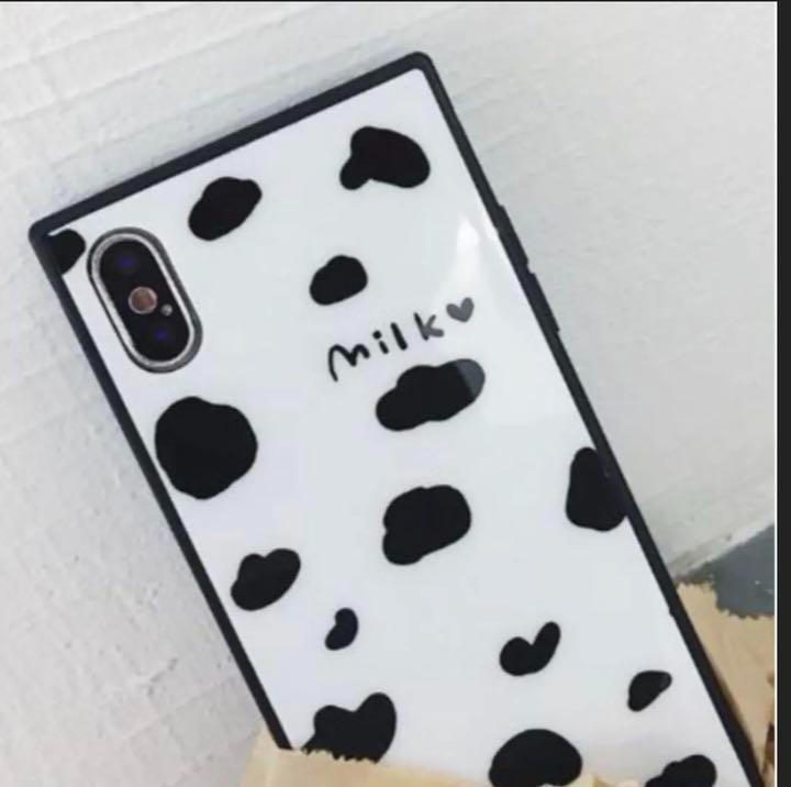 2個セット iPhone7plus 8plus 牛柄 ミルク milk ペア_画像3