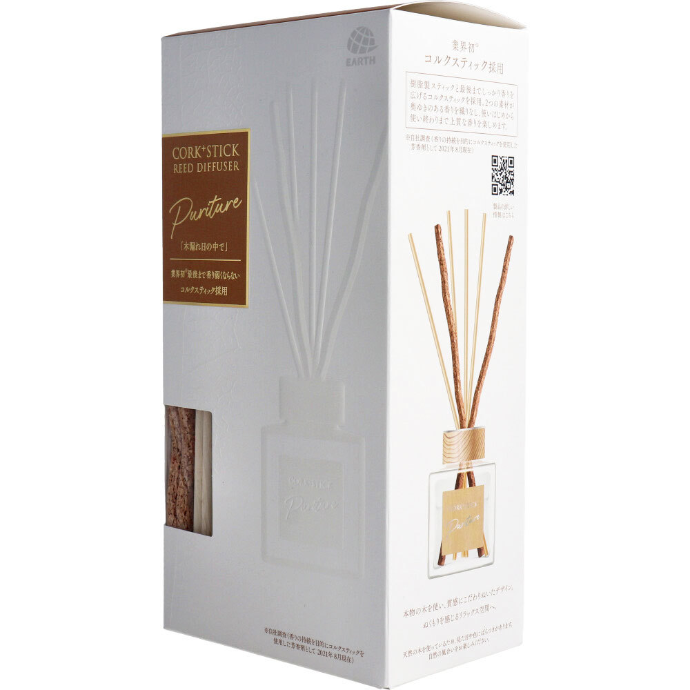 まとめ得 Sukki-ri! CORK+STICK REED DIFFUSER Puriture 木漏れ日の中で 100mL x [3個] /k_画像1