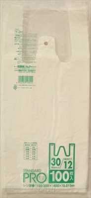 まとめ得 Ｙ－２Ｈレジ袋ＮＯ１２／３０　１００枚　白 　 日本サニパック 　 ポリ袋・レジ袋 x [10個] /h_画像1