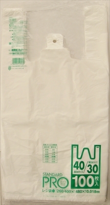 まとめ得 Ｙ－６Ｈレジ袋ＮＯ３０／４０　１００枚　白 　 日本サニパック 　 ポリ袋・レジ袋 x [4個] /h_画像1