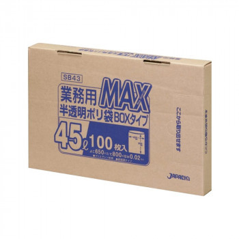 ジャパックス MAXシリーズポリ袋45L 半透明 100枚×6箱 SB43 /a