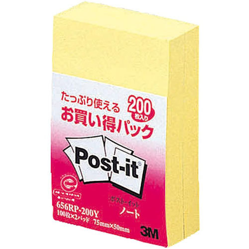 まとめ得 3M Post-it ポストイット お買い得パック ノート 3M-656RP-200Y x [4個] /l_画像1