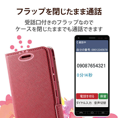 エレコム かんたんスマホ2+ ソフトレザーケース 薄型 磁石付 フラワーズ PM-K213PLFUJPND /l_画像4