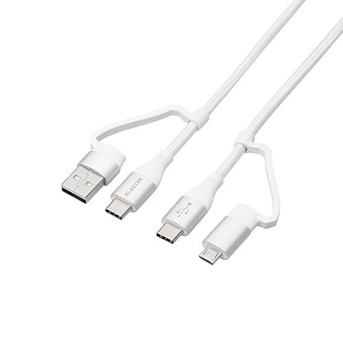 まとめ得 エレコム 4in1 USBケーブル/USB-A+USB-C/Micro-B+USB-C/USB Power Delivery対応/2.0m/ホワイト MPA-AMBCC20WH x [2個] /l_画像1